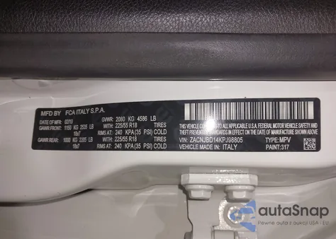 2019 Jeep Renegade Limited 4X4 из США, поврежденный, VIN ZACNJBD14KPJ98805